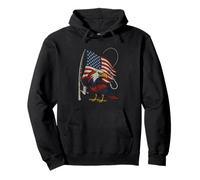 Canna da pesca Bandiera Americana Aquila Pesca Fisher Dad Felpa con Cappuccio