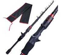 Canna da Pesca,Canna da Pesca Spinning 1.8m 2.1M portatile asta telescopica portatile Ultralight fibra di carbonio fibra di filatura / casting canna da pesca da viaggio per la pesca(Red,1.8m rod S)