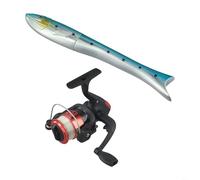 Canna da pesca da viaggio con mulinello, struttura leggera in carbonio e forma unica a forma di pesce per il massimo comfort (solo canna blu)