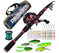 Canna da pesca e mulinello combinati, canna telescopica spincast da 2,1 m con mulinello da baitcasting per destrorsi, set di attrezzatura da pesca in acqua salata d'acqua dolce per branzino, set di