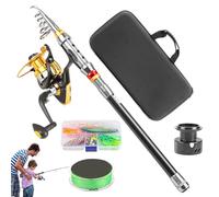 Canna Da Pesca E Mulinello Combo - Canna Telescopica Portatile - Attrezzature Da Pesca per Campeggio Bass Kayak Surf Fiume Lago E Attività All'aperto