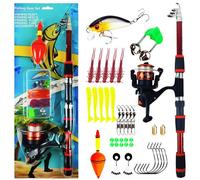 Canna da pesca e mulinello, set di canne da pesca portatile, struttura in fibra di carbonio, mulinello da spinning liscio | Ottieni una combinazione di canna da pesca con tutto ciò di cui hai bisogno