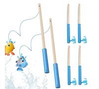 Canna Da Pesca Giocattolo 6 Pezzi Bastoni Magnetici Educativi In Legno | di Pesca Magnetico Educativo Per Attività Di In Classe, Scuola 'Infanzia, Asilo, Piscina E Spiaggia