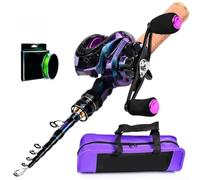 Canna da pesca in mare e mulinello per set combo asta telescopica per barca surf casting con fibra di carbonio vuota e liscia resistente alla ruggine ingranaggi viola per principianti e professionisti