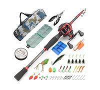 Canna da pesca Panfish Set di esche termoretraibili con manico for pistola Set di esche artificiali for canna da pesca in carbonio con linea, esca bionica, gancio e borsa for il trasporto, Canna da la