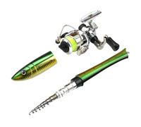 Canna da pesca Penna | alluminio e fibra di vetro, lunghezza 100-160 cm | Mini canna da pesca Ghiaccio, Canna da viaggio tascabile | Kit di lavoro ultraleggero compatto esterno