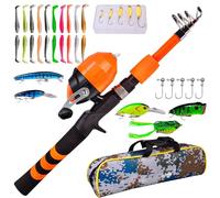 Canna da pesca per bambini, canne da pesca per bambini, comodo set da pesca portatile morbido - abbigliamento traspirante - aste da pesca resistenti e combinazioni di mulinello per campeggio