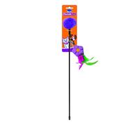 Canna da pesca per gatti con pon pon, bacchetta in legno robusta per gatti,giocattolo interattivo per gatti canna in legno con pupazzo in cima,bacchetta di legno giocattolo gatti con pon pon assortiti