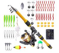 Canna da pesca per tutti i piccoli, asta telescopica portatile, set canna e mulinello, 180 cm, per ragazzi e ragazze, viaggi, campeggio, escursionismo, tempo libero, pesca in mare