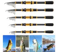 Canna da pesca portatile con design telescopico con struttura in metallo, lunghezza regolabile da 1 8 m a 3 0 m per la pesca in mare, con anelli rinforzati per una maggiore durata (2,1 m)