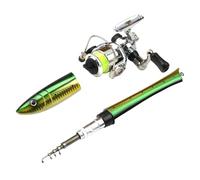 Canna da pesca tascabile, canna da pesca tascabile portatile, con penna e mulinello, pratica canna da pesca sul fiume, canna da pesca tascabile per acqua dolce e salata