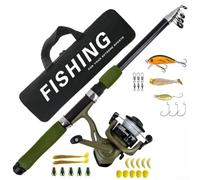 Canna da pesca telescopica compatta con scatola per esche serie 2000 e esche assortite per acqua dolce e salata
