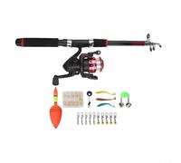 Canna da pesca telescopica e mulinello per combo, portatile per starter kit con scatola per attrezzature, azione liscia sensibile, costruzione rigida non deformata, per una facile installazione (set