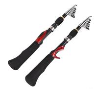 Canna da pesca telescopica e mulinello per set combinato da 16 m, portatile, sensibile, liscia, per pesca d'acqua dolce e salata, nero e rosso (canna da pesca dritta)