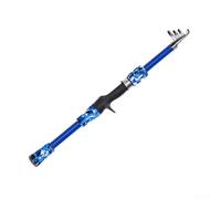 Canna da pesca telescopica e mulinello set leggero in fibra di vetro asta liscia lancio sistema frenante con ganci ed esca per pesca all'aperto (canna blu nuda 1,3 m camuffamento)