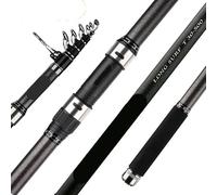 Canna Da Pesca Telescopica for Spinning Da Surf Canne Da Viaggio for Carpa In Carbonio 4.5/5.0/6.0m Potenza 80-150g Asta Da Surfcasting Da Lancio(5.0M)