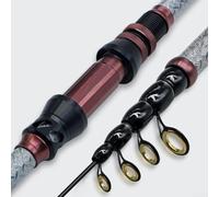 Canna da pesca telescopica in carbonio con punta solida e mulinello in metallo, progettata per una maggiore stabilità e una gestione della lenza liscia (2,1 m)