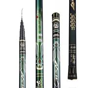 Canna da pesca telescopica in carbonio da 8 m a 16 m per carpe - Resistente e facile da usare - Adatta per laghi, bacini artificiali, fiumi e stagni(10m)