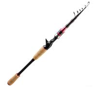 Canna da pesca telescopica in fibra di carbonio, ultra leggera, portatile, mini canna da viaggio, per campeggio, escursionismo, laghi, fiumi, pesca al mare, con manico antiscivolo, anelli guida in