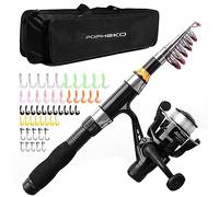 Canna da pesca telescopica Mulinello Kit completo Lenza Esche per principianti All-in-One 1.7M/5.58FT Canna da pesca leggera+Mulinello Spinning+Lure+Set di esche+Borsa per il trasporto per bambini