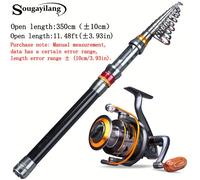 Canna da pesca telescopica Sougayilang 1,8-3,6 m e mulinello da pesca a con 11BB, combinazione canna da pesca a portatile da viaggio