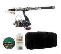 Canna e mulinello con custodia e lenza per principianti per imparare tecniche d'acqua dolce o salata (set di canna da pesca da 2,1 m)