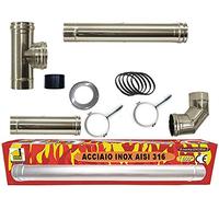Canna Fumaria Kit tubi stufa a pellet Ø 80. Canale da fumo in acciaio inox AISI 316L CE Made in Italy UNI 1856
