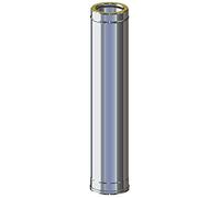 Canna Fumaria - Tubo in acciaio inox 1 metro AISI 316L coibentato resistenza fino a 600°C per stufe camini caldaie e forni a legna pellet gas gasolio. MADE IN ITALY (1000 mm) (ø 80 int. / 130 est.)