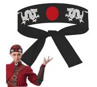 Canna giapponese 39 lunghezza Black Karate Kid Baschetta con 2 bandana giapponese di cotone Dragon e Sunrise per costumi di cosplay di Halloween.