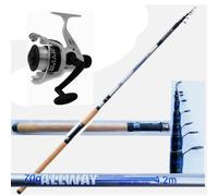 Canna Pesca Inglese Telescopica Bombarda Mt. 4,20 Combo Con Mulinello Mare