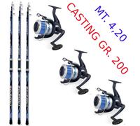 Canna Pesca Surfcasting mare + Mulinelli 7000 Orata Mormora kit 3 pezzi
