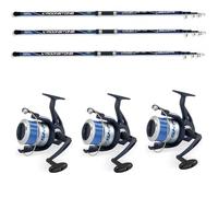 Canna Pesca Surfcasting MT. 4,20 GR. 200 Mulinello Filo Kit Combo 3 Canne + Mulinelli 7000