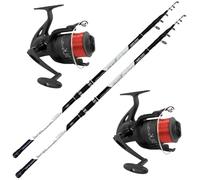 Canna Pesca Surfcasting Orata Serra Spigola Kit 2 Canne Gr. 200 Mt. 4,20 + 2 Mulinelli 7000 Combo
