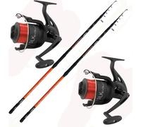 Canna Pesca Surfcasting Storione Orata con Mulinello Kit Mare 2 Pezzi Filo, MT. 4,20