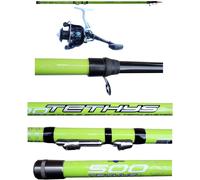 canna teleregolabile 5m carbonio + mini mulinello pesca trota torrente tocco tp