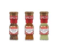 Cannamela - Linea Oro, 3 varietà di Pepe Macinato. Set con Pepe di Sichuan, Pepe Mix e Pepe Verde. Ideale per arricchire di gusto qualsiasi ricetta