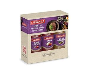 Cannamela - Mix, Special Pack con 3 miscele di Spezie ed Erbe Aromatiche. Cajun (35g), Kebab e Falafel (25g), Cucina Orientale (25g)