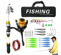 Canne da e mulinelli Combo, set di ingranaggi telescopici con borsa per il trasporto, combinazione di canne da , per ghiaccio, surf, dock, mare, lago, fiume, stagno, riva, barca, acqua