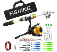 Canne da pesca e ruote combinate, set da pesca telescopico con borsa per il trasporto, set completo da pesca, per la pesca sul molo del mare, del lago, del fiume, della riva e della barca, nonché in