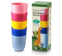 CANNE DA ZUCCHERO da Bicchiere per Bambini 300 ml - 5 Set, Biologiche Tazze per Bambini Certificate LFGB e USDA - Senza BPA - Lavabile in Lavastoviglie, Riutilizzabile, Infrangibile - Multi