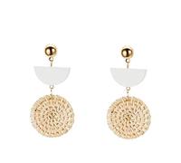 Canne Intrecciate Girls 'Orecchini Fatti a Mano con Tessuti Erba Temperamento Vimini Intrecciato Orecchini con Marine Vento e Geometria di Legno di qualità Superiore e Creative Fashion