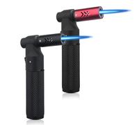 Cannello da Cucina 2 Pezzi, Fiamma Ossidrica Portatile, Cannello a Gas Fiamma Regolabile Ricaricabile per Cottura al Forno Dolci Crema Catalana Barbecue Campeggio Saldatura, Butano Non Incluso