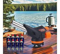 Cannello da cucina a gas per saldatura, bruciatore a gas con ugello lanciafiamme, bruciatore butano, per campeggio, barbecue, brasatura, cucina, cucina (testa della torcia + 8 lattine)