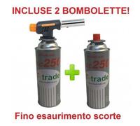 CANNELLO MINI BRUCIATORE TORCIA SALDATORE GAS FIAMMA OSSIDRICA + 2 CARTUCCE GAS