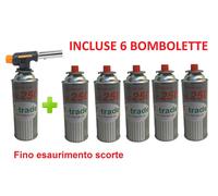 CANNELLO MINI BRUCIATORE TORCIA SALDATORE GAS FIAMMA OSSIDRICA + 6 CARTUCCE GAS