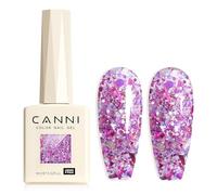 CANNI Smalto Semipermanente per Unghie Glitter Viola trasparente Gel Nail Polish Soak Off UV LED per la manicure e la progettazione delle unghie 9ml