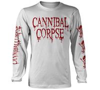 Cannibal Corpse 'Butchered At Birth' (Bianco) Long Sleeve Shirt - NUOVO