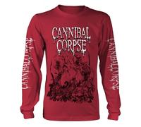Cannibal Corpse Pile Of Skulls Red Longsleeve autorizzato Uomo maglietta