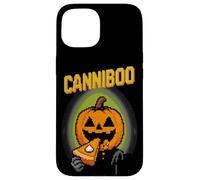 Canniboo Funny Pixel Art Jack O'Lantern che mangia torta di Halloween Custodia per iPhone 15