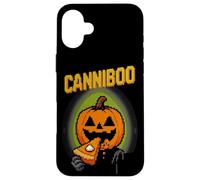 Canniboo Funny Pixel Art Jack O'Lantern che mangia torta di Halloween Custodia per iPhone 16 Plus